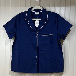 Soma cool cotton stretch woven short sleeve top NWT